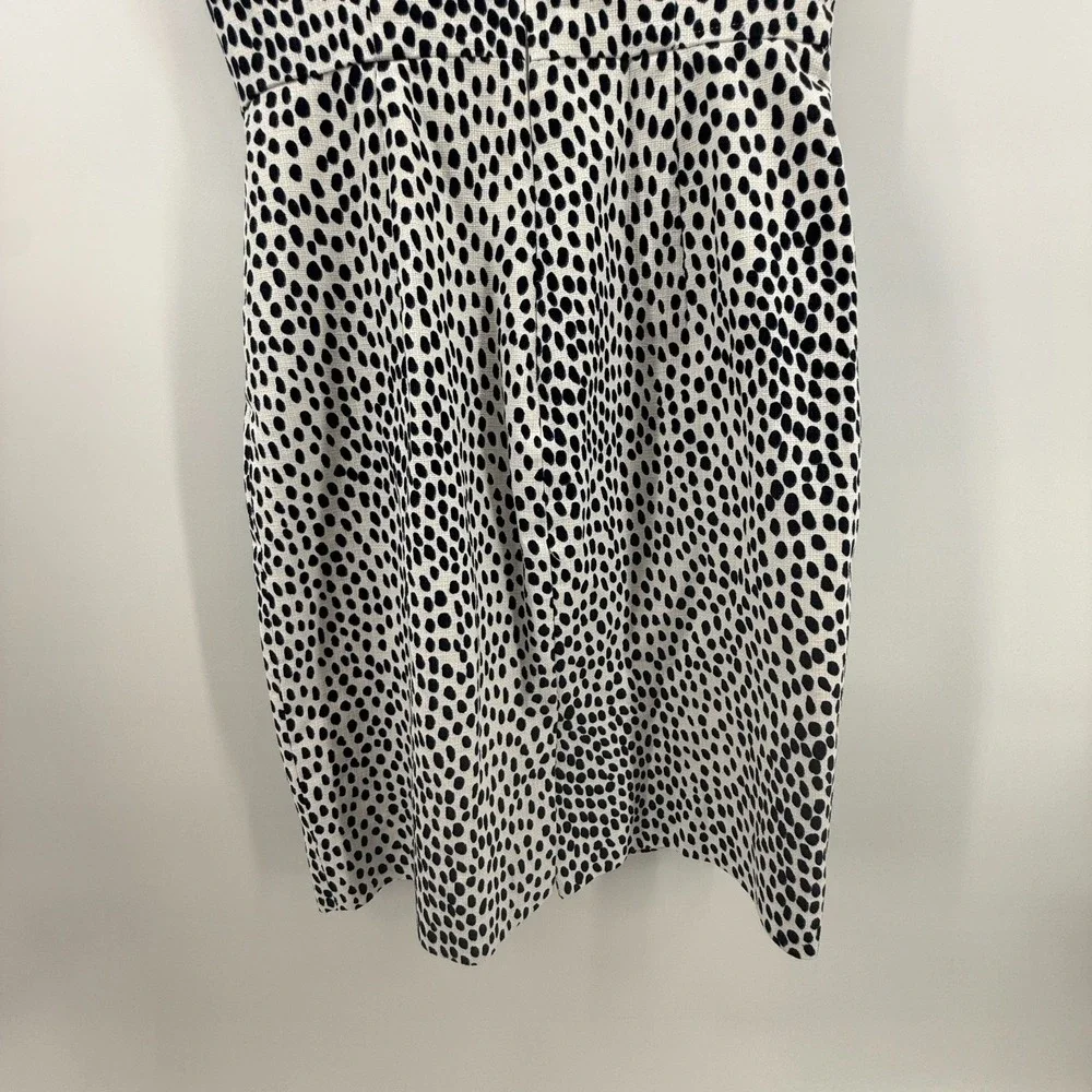 J Crew Textured Size 4 Weave Ink Ivory‎ Spot Dress Preppy Neutral Career Capsule